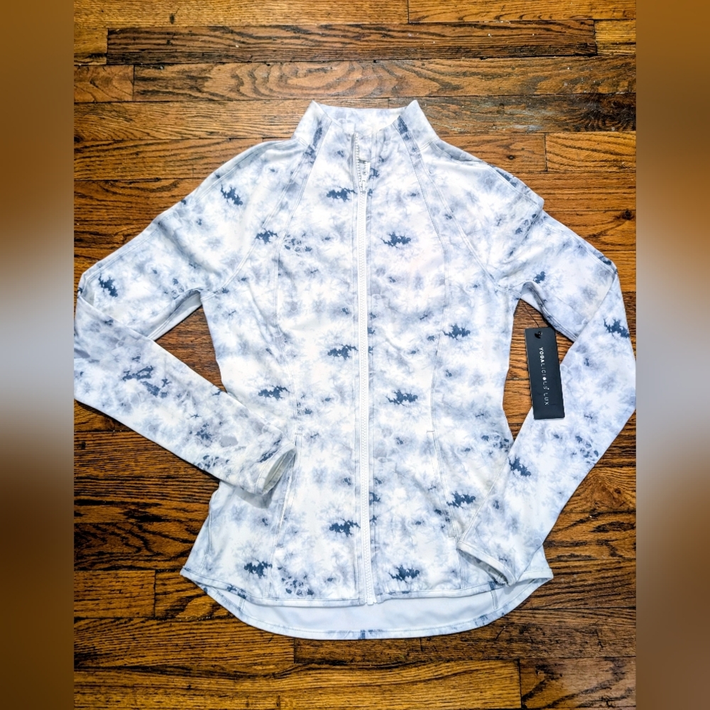 NEW NWT Yogalicious Tie Dye Marble Fitted Athletic Zip Top M